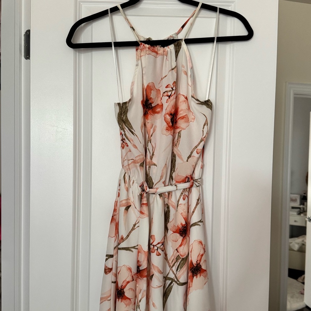 Dynamite Floral Print Halter Sleeveless Dress